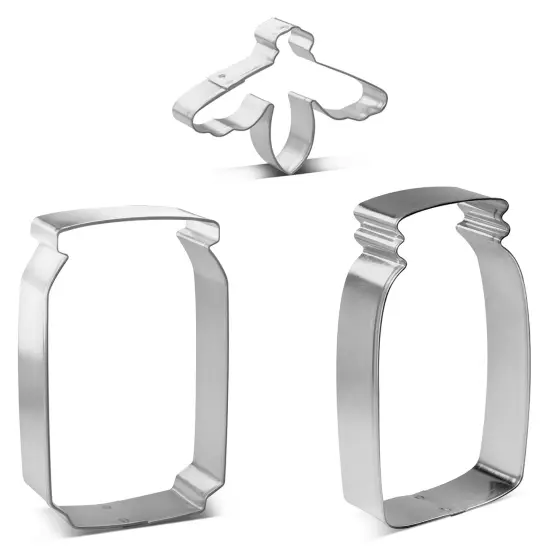 CookieCutter.Com Mason Honey Jars and Bee Cookie Cutter 3 Pc Set HS0463 with Sugar Cookie Recipe Card. USA Made {4}