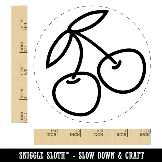 Pair of Cherries Outlined Rubber Stamp for Stamping Crafting Planners {1}