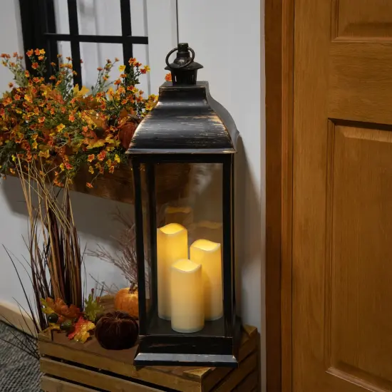 Northlight 28" Gold Brushed Black Lantern With Flameless LED Candles {3}