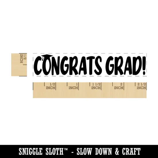 Congrats Grad Graduate Graduation Rectangle Rubber Stamp for Stamping Crafting {1}