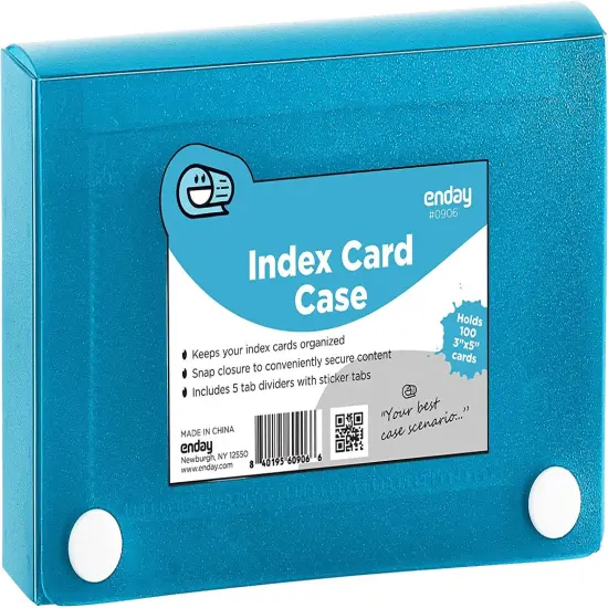 Enday 3" X 5" Index Card Case Holds 5 Tab Dividers Gray {7}