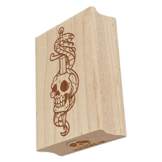 Skull with Dagger and Snake Rectangle Rubber Stamp for Stamping Crafting {7}