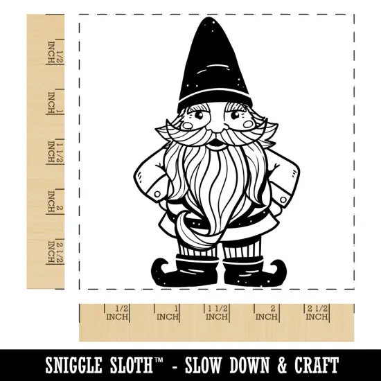 Garden Gnome Square Rubber Stamp for Stamping Crafting {1}