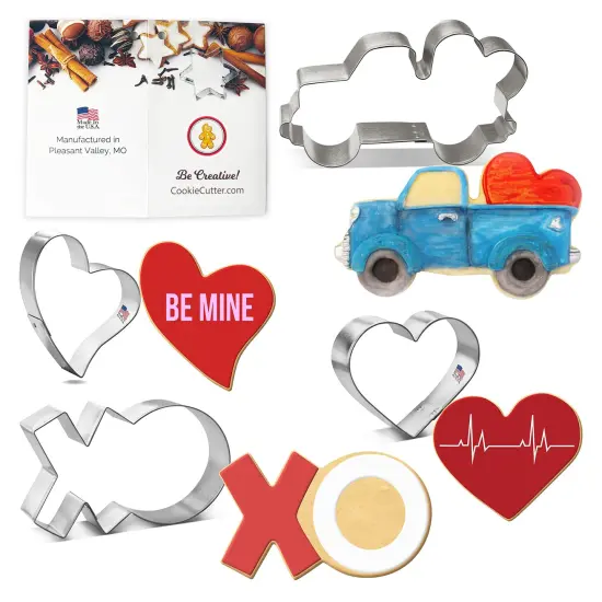 Hearts Truck XO Cookie Cutters 4 Pc Set HS0471- CookieCutter.Com - USA Tin Plated Steel {1}