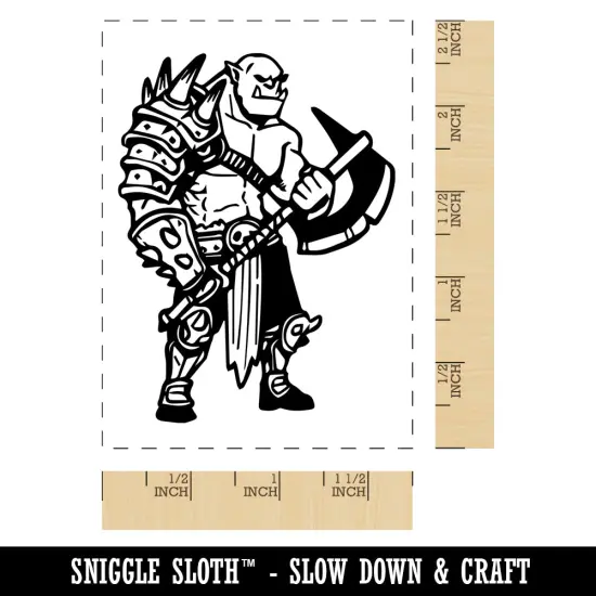 Orc Warrior Berserker Dungeons and Dragons Monster Rectangle Rubber Stamp for Stamping Crafting {1}