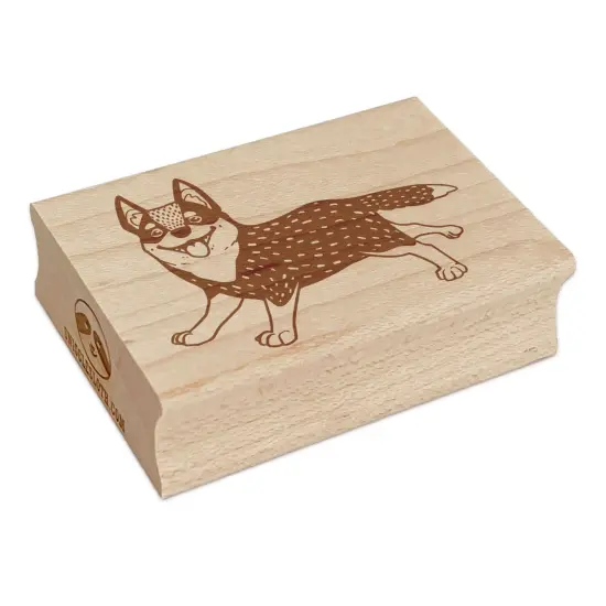 Cartoon Australian Cattle Dog Rectangle Rubber Stamp for Stamping Crafting {7}