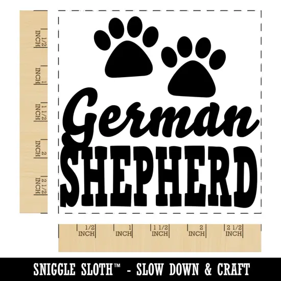 German Shepherd Dog Paw Prints Fun Text Square Rubber Stamp for Stamping Crafting {1}