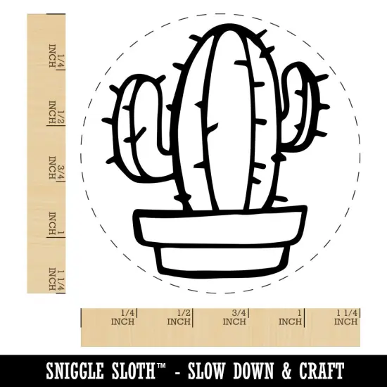 Hand Drawn Cactus Doodle Rubber Stamp for Stamping Crafting Planners {1}