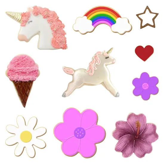 CookieCutter.Com Unicorn Birthday Baby Shower Cookie Cutter 10 Pc Set HS0456 with Recipe Card. USA Made {3}