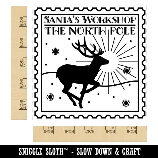Santa's Workshop North Pole Destination Christmas Square Rubber Stamp for Stamping Crafting {1}