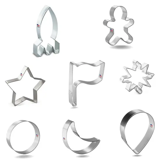 CookieCutter.com Moon Landing Cookie Cutter 8 Pc Set, 3 - 4.5 in, Tin Plate Steel, USA {3}