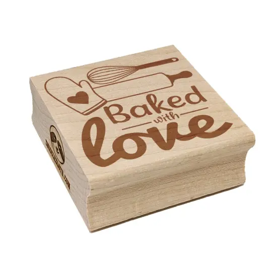 Baked With Love Whisk Rolling Pin Square Rubber Stamp for Stamping Crafting {7}