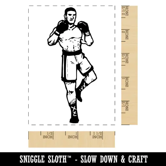 Boxer Boxing Man Athlete Pugilist Fighter Rectangle Rubber Stamp for Stamping Crafting {1}