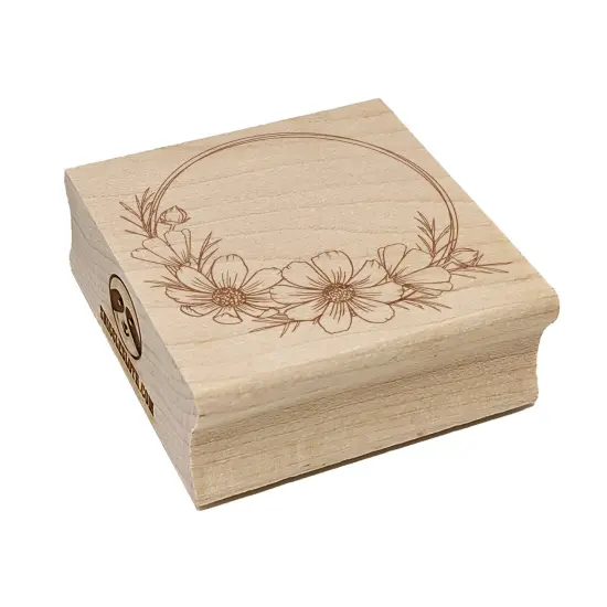 Decorative Cosmos Flower Wreath Square Rubber Stamp for Stamping Crafting {2}