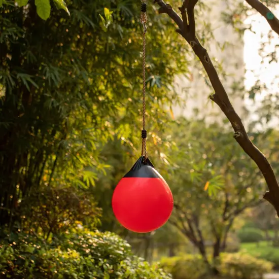 Red Outdoor Patio Playground Hanging Adjustable Ball Round Swing, Inflatable Heavy Duty Rubber Round Swing Ball, Pump Included {5}