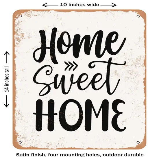 DECORATIVE METAL SIGN - Home Sweet Home - 3- Vintage Rusty Look {1}