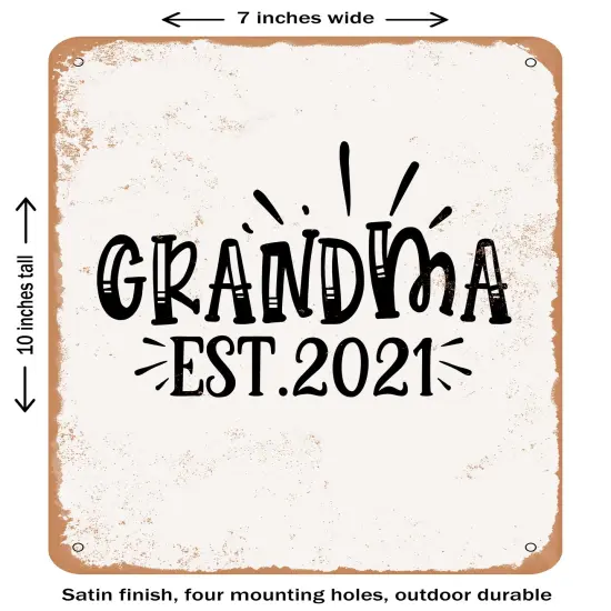 DECORATIVE METAL SIGN - Grandma Est- Vintage Rusty Look {1}