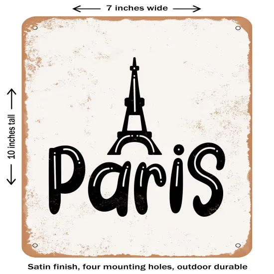 DECORATIVE METAL SIGN - Paris- Vintage Rusty Look {1}