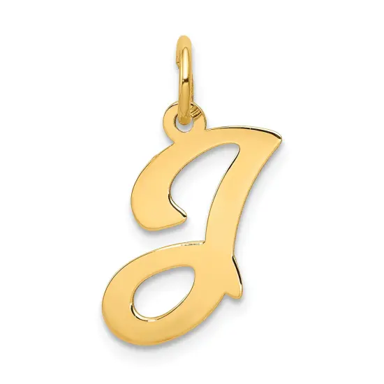 14K Gold Polished Fancy Initial Letter J Charm Pendant Jewerly 20mm x 11mm {1}