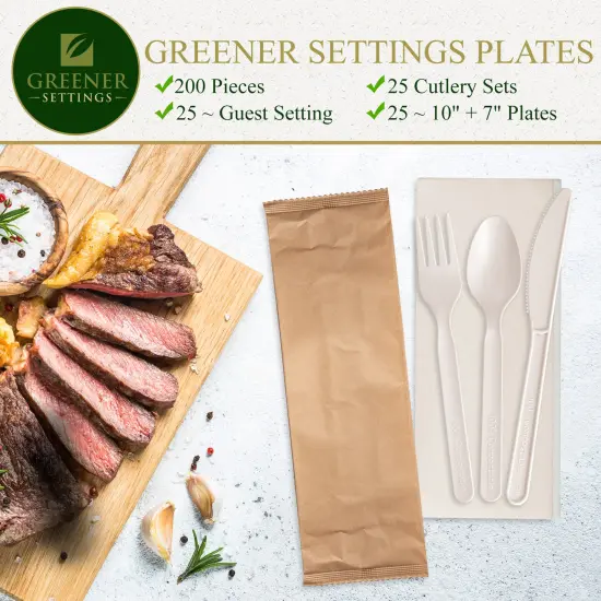 Compostable Disposable Plant Based Sealed Cutlery Packets (125 Sets) {2}
