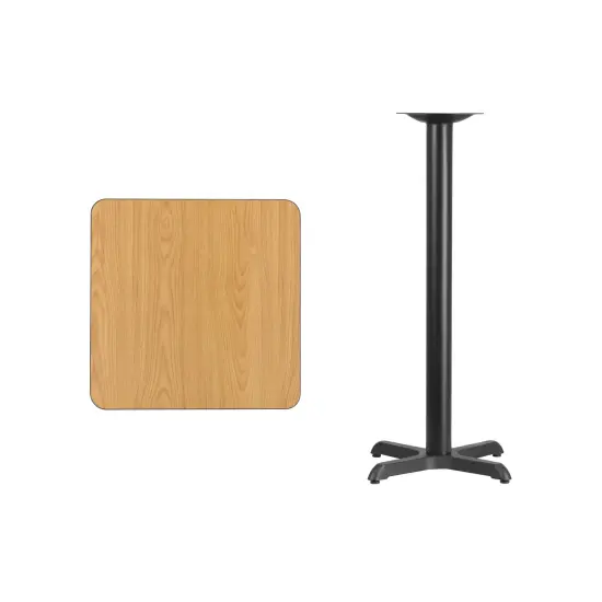 Emma and Oliver 24" Square Laminate Table Top with 22"x22" Bar Height Table Base Mahogany {6}