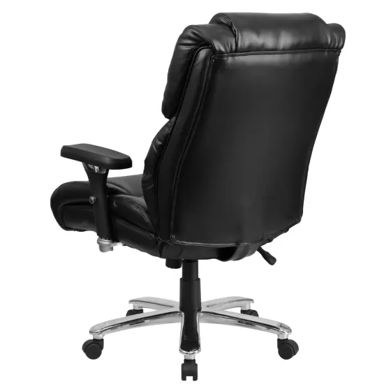 Emma and Oliver 24/7 400 lb. Big & Tall High Back Tufted Lumbar Knob Ergonomic Office Chair Black LeatherSoft {4}