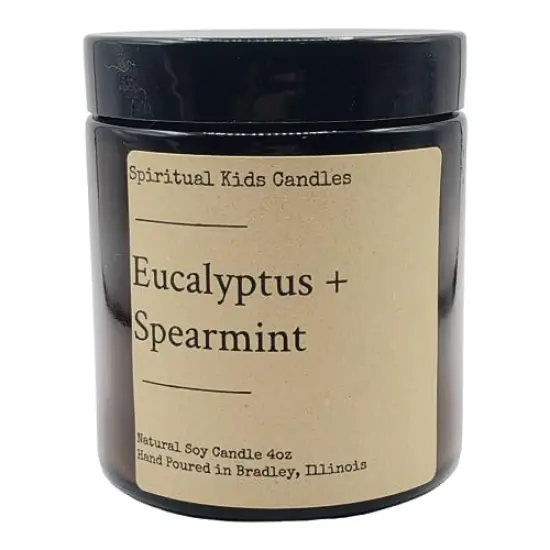 Eucalyptus & Spearmint Soy Candle 4oz Hand Poured with All Natural Soy wax and Fragrant/Essential Oils! | Herbal Candle {1}