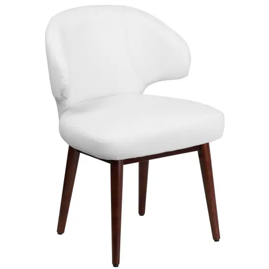 Emma and Oliver Side Reception Chair with Walnut Legs White LeatherSoft {1}