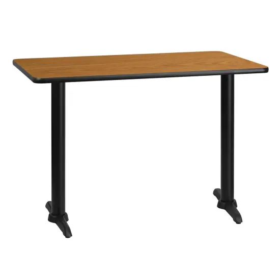 Emma and Oliver 30"x42" Rectangular Laminate Table with 5"x22" Table Height Bases Natural {1}