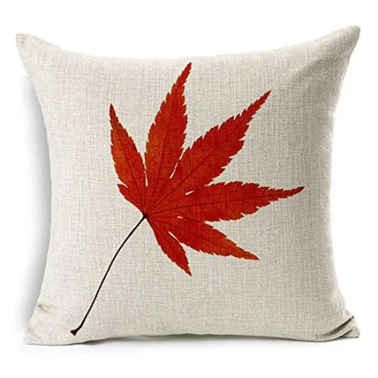 LEIOH Fall Decor Cotton Linen Leaves,Maple Leaf Autumn Decorations Cushion Covers 18 x 18 Inch Sofa Home Decor Throw Pillow Case for Bed Pillow Covers Set of 4 {3}
