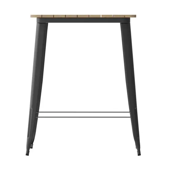 Merrick Lane Dryden Indoor/Outdoor Bar Top Table, 31.5" Square All Weather Poly Resin Top with Steel base Brown/Black {4}