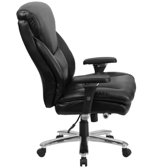 Emma and Oliver 24/7 400 lb. Big & Tall High Back Swivel Ergonomic Office Chair with Lumbar Knob Black LeatherSoft {5}