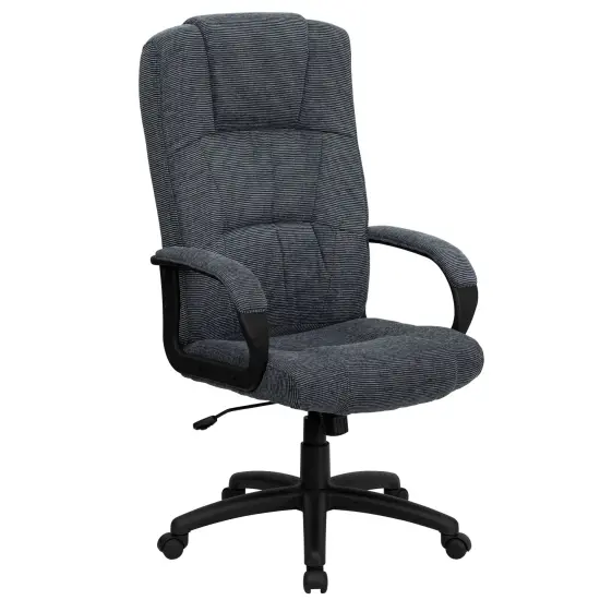 Emma and Oliver High Back Fabric Executive Swivel Office Chair with Arms Gray {1}