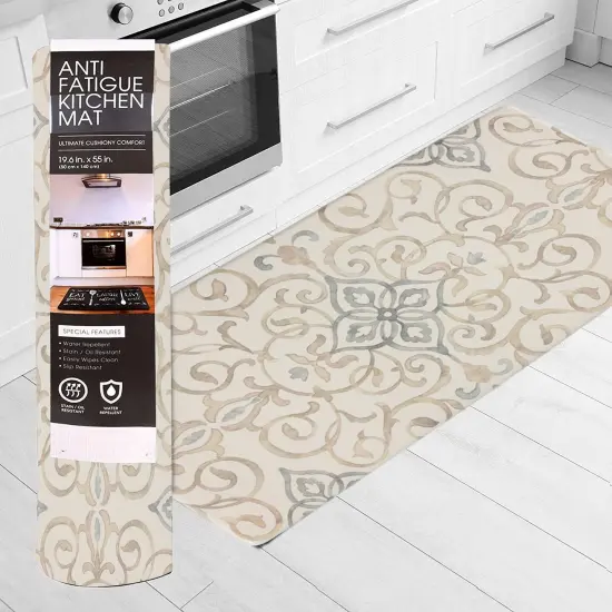 20"x39" Anti-Fatigue Embossed Floor Mat (RUSTIC MEDALLION) Cream {2}