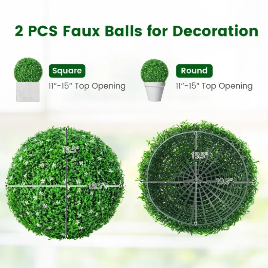 2 PCS Holly Artificial Topiary Balls 19.5 Inch Faux Boxwood Balls {2}