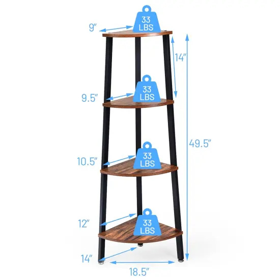 4-Tier Multipurpose Corner Shelf Bookcase {3}
