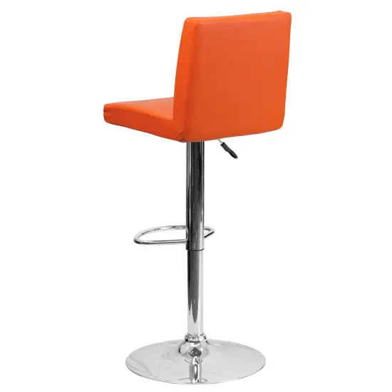Emma and Oliver Panel Back Adjustable Height Barstool with Chrome Base Black {8}