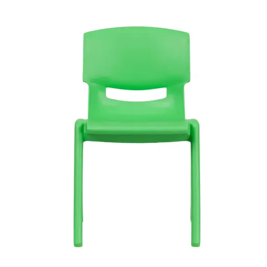 Emma and Oliver 4 Pack Plastic Stackable K-2 School Chair with 13.25"H Seat Green {5}