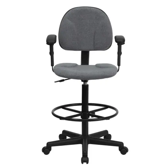 Emma and Oliver Two Cylinder Drafting Chair with Adjustable Arms Gray {3}