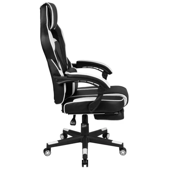 Emma and Oliver Ergonomic Gaming Chair -Recline Back/Arms, Footrest, Massaging Lumbar White {5}