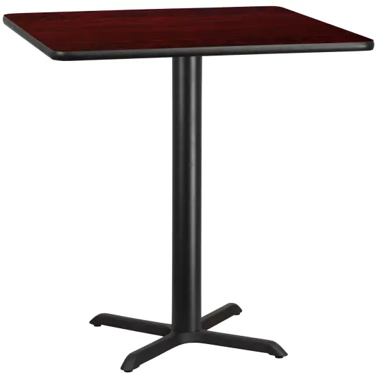 Emma and Oliver 42" Square Laminate Table Top with 33"x33" Bar Height Table Base Mahogany {1}