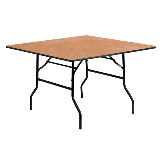 Emma and Oliver 4-Foot Square Wood Folding Banquet Table Natural {1}