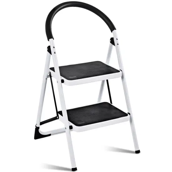 2.75 Feet Folding Step Stool with Iron Frame and Anti-Slip Pedals {1}