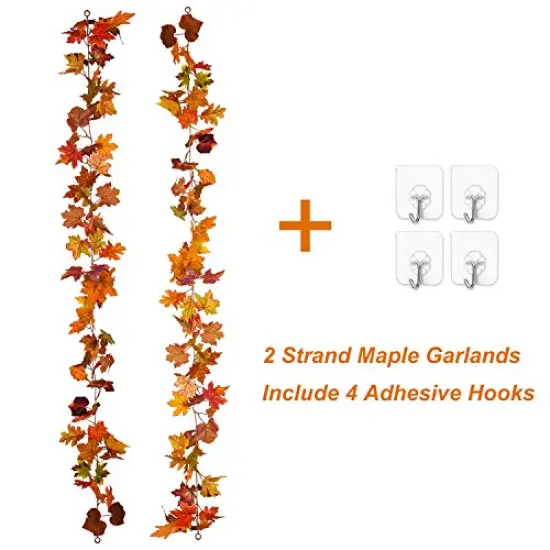 2 Pack Fall Maple Garland - 5.9ft/Piece Artificial Fall Foliage Garland Colorful Autumn Decor for Home Wedding Party (Mixed Color) {5}