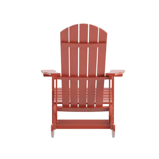 Merrick Lane Set of 2 Atlantic All-Weather Polyresin Adirondack Rocking Chair with Vertical Slats Red {4}