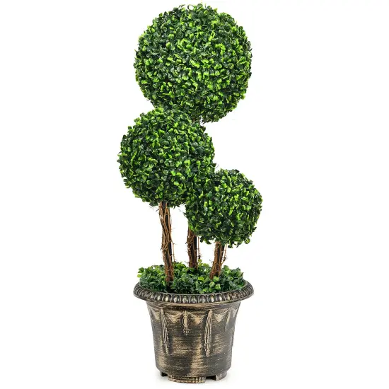 30 Inch Artificial Topiary Triple Ball Tree Indoor and Outdoor UV Protection {1}