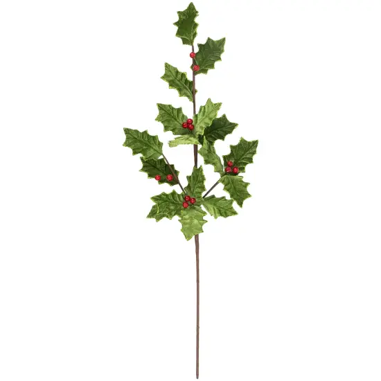 Northlight 31" Glittered Holly with Berry Christmas Spray Green {1}