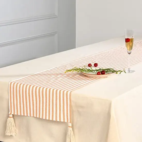 Fall Table Runner 72 Inches Long for Fall D&eacute;cor, 100% Cotton Thanksgiving Table Runner for Fall Decorations for Home, Table Runner Fall or Boho Table Runner, Fall Runner (Russet Orange) {3}