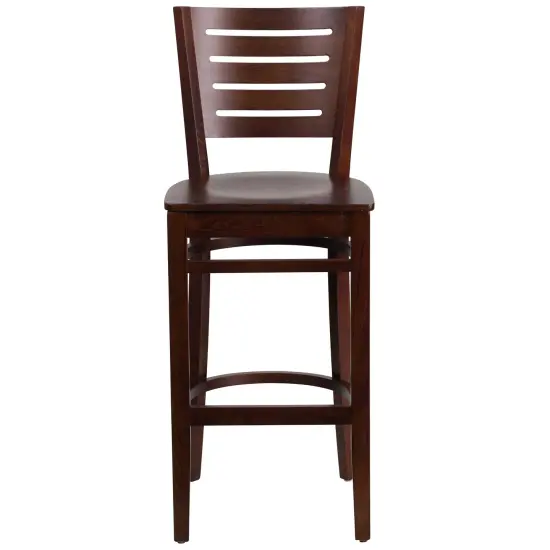 Emma and Oliver Slat Back Wooden Restaurant Dining Barstool WalnutWood {2}