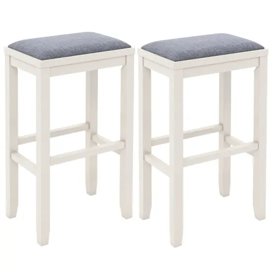 Rubber Wood Linen Bar Stools &ndash; Backless, 265 lbs Capacity White {1}